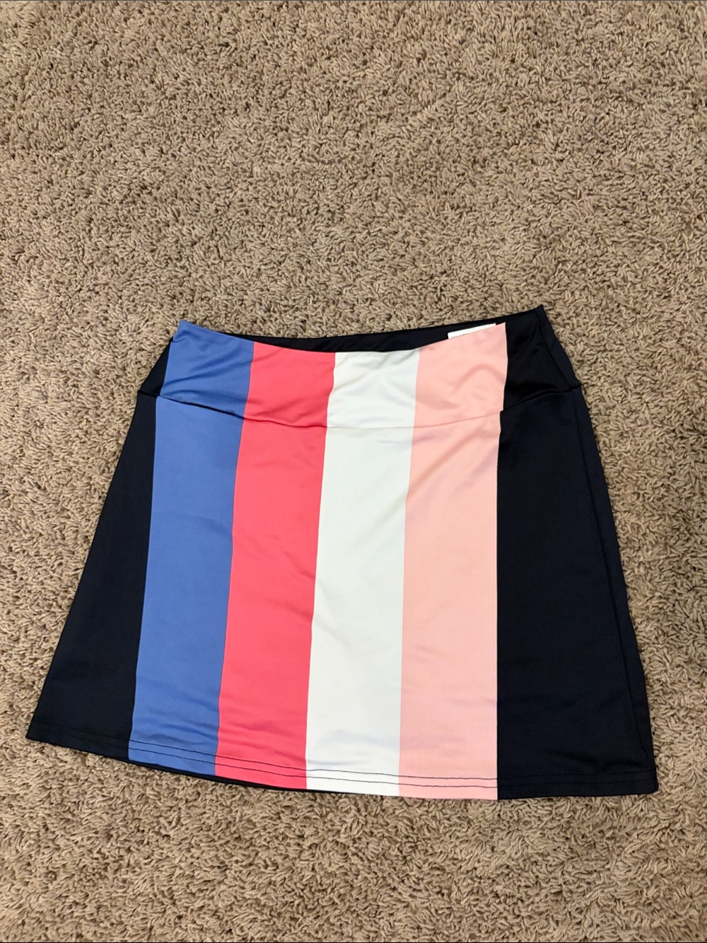 Striped Athletic Skort in Black with Multicolor Vertical Panels